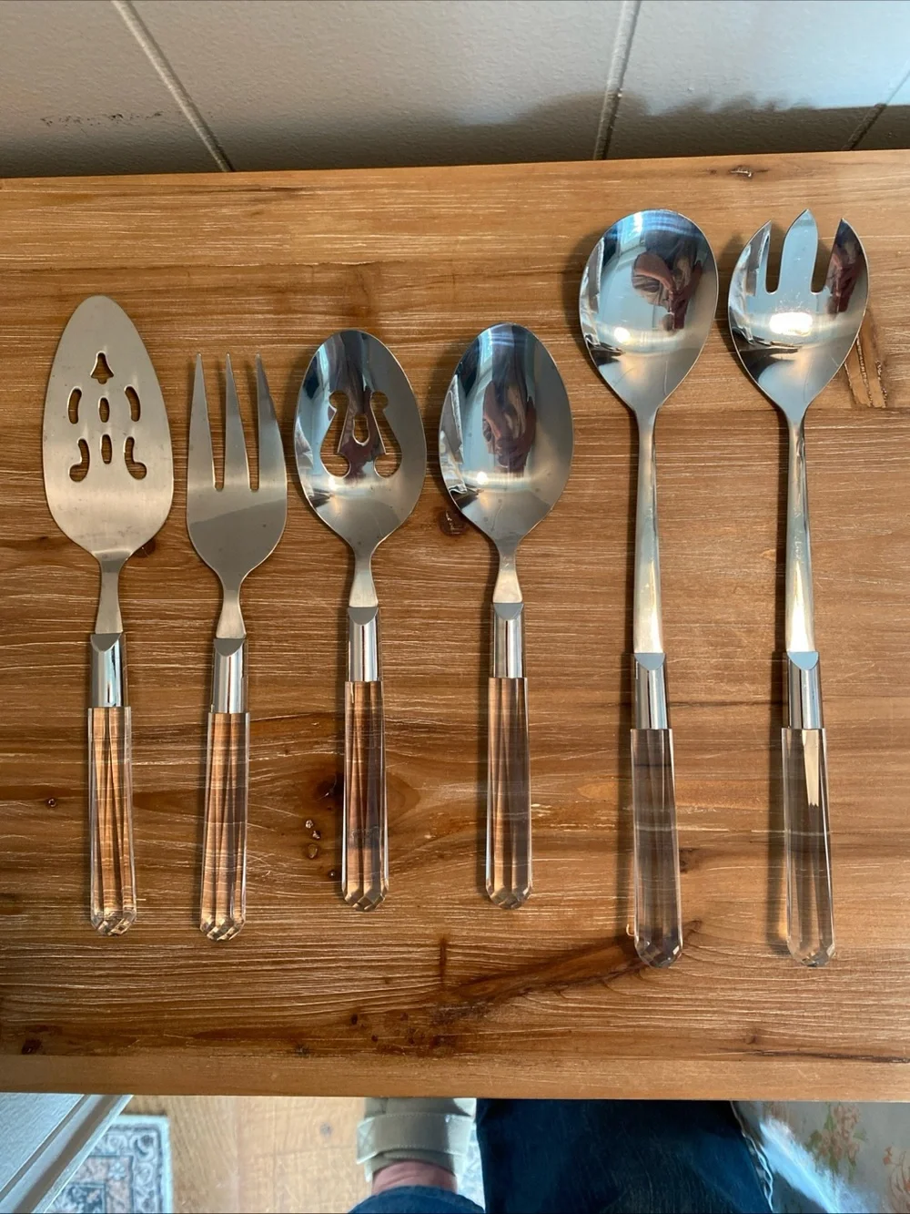 Cook’s Club Taiwan Vtg MCM Faceted Acrylic Flatware Service For 12 & Serving Set